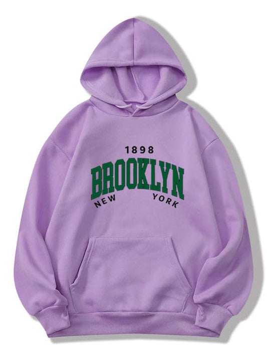 BLUE MOTH Brooklyn Printed Hooded Neck Hoodie Sweatshirt Full Sleeve Regular Fit Casual - Xtrioelite