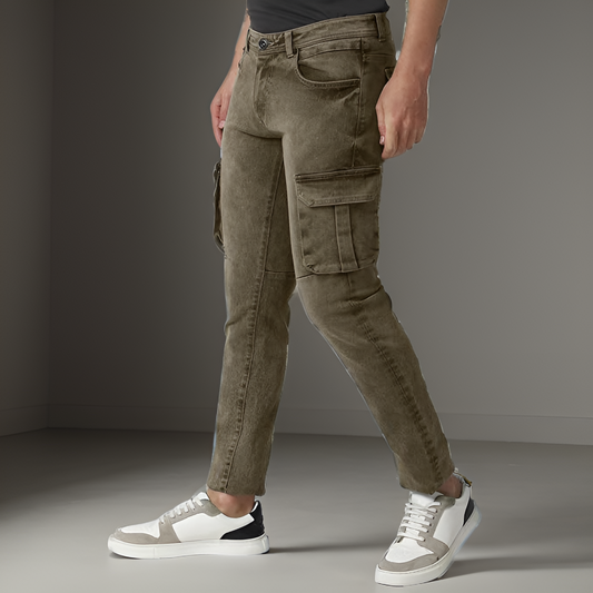 Rad prix men khaki solid colour cargo pant - Xtrioelite