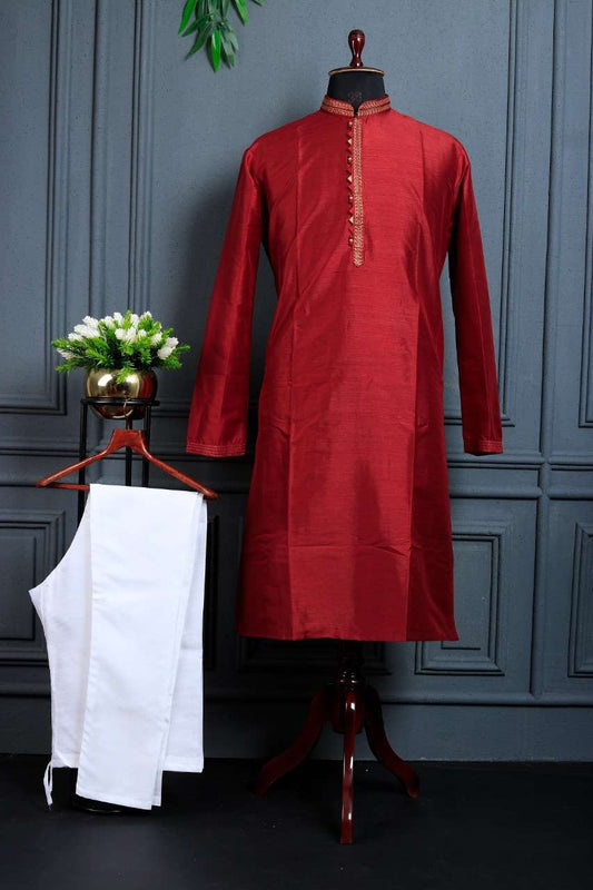 Silk Kurta With Embroidery