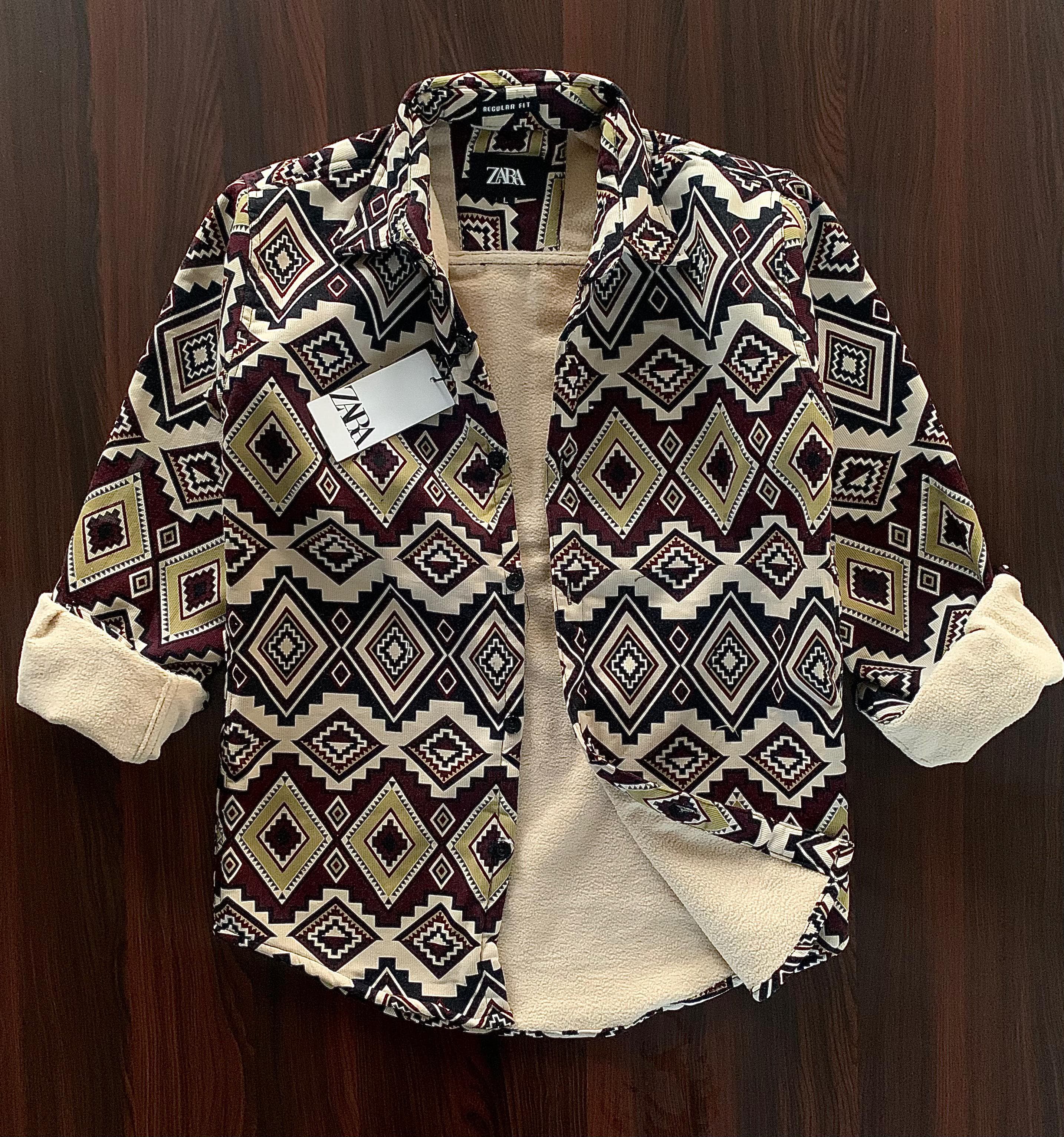 Printed double pocket bonded shacket - Xtrioelite 
