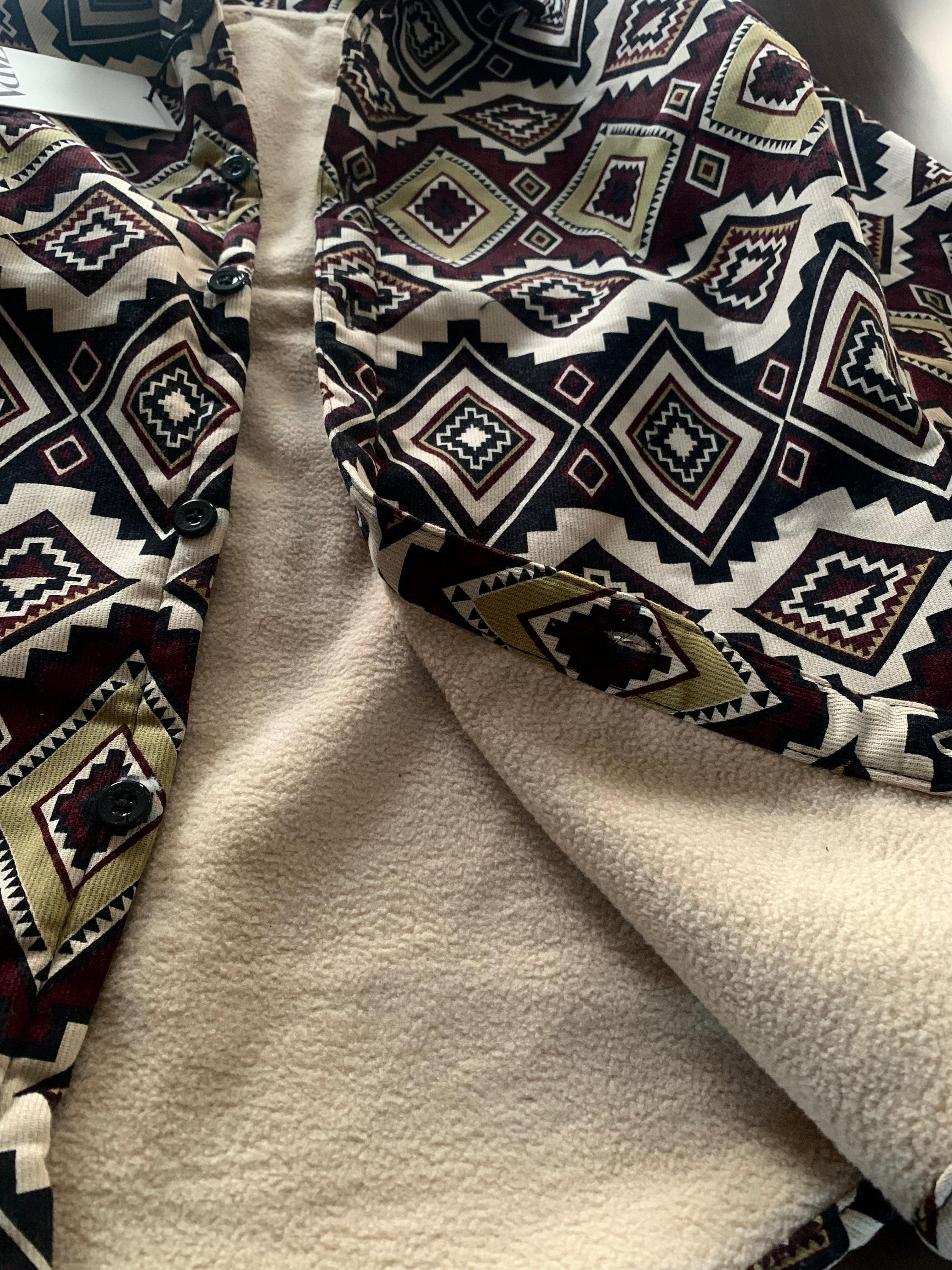 Printed double pocket bonded shacket - Xtrioelite 