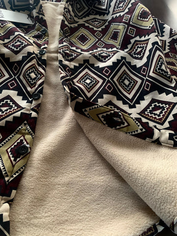 Printed double pocket bonded shacket - Xtrioelite 