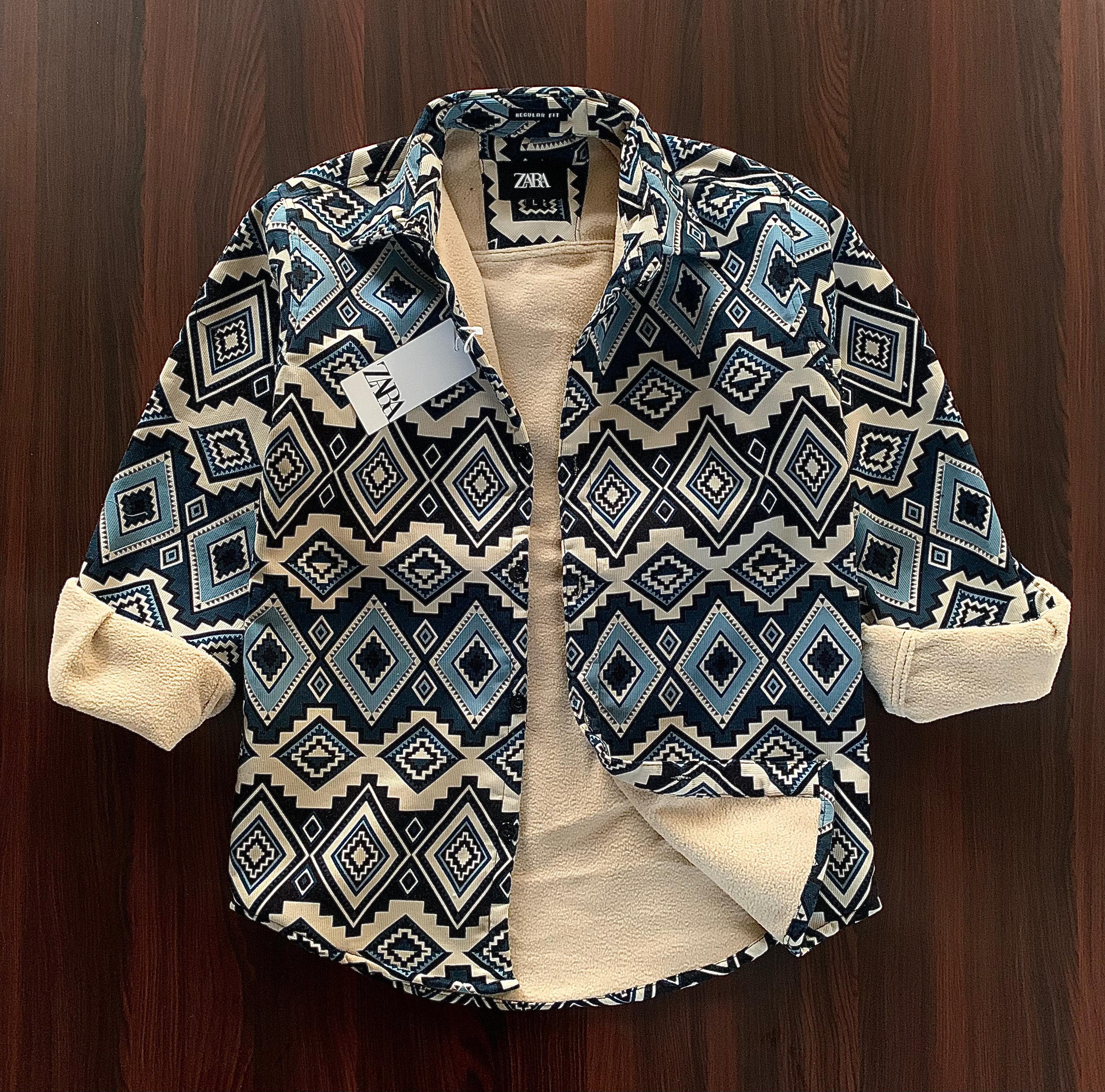 Printed double pocket bonded shacket - Xtrioelite 