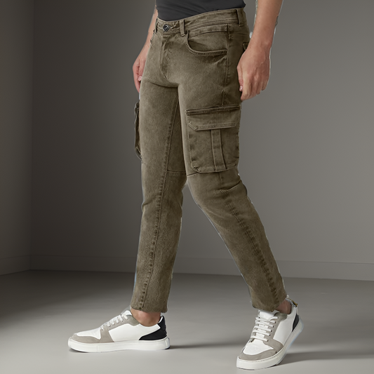 Rad prix men khaki solid colour cargo pant