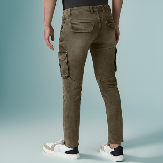 Rad prix men khaki solid colour cargo pant